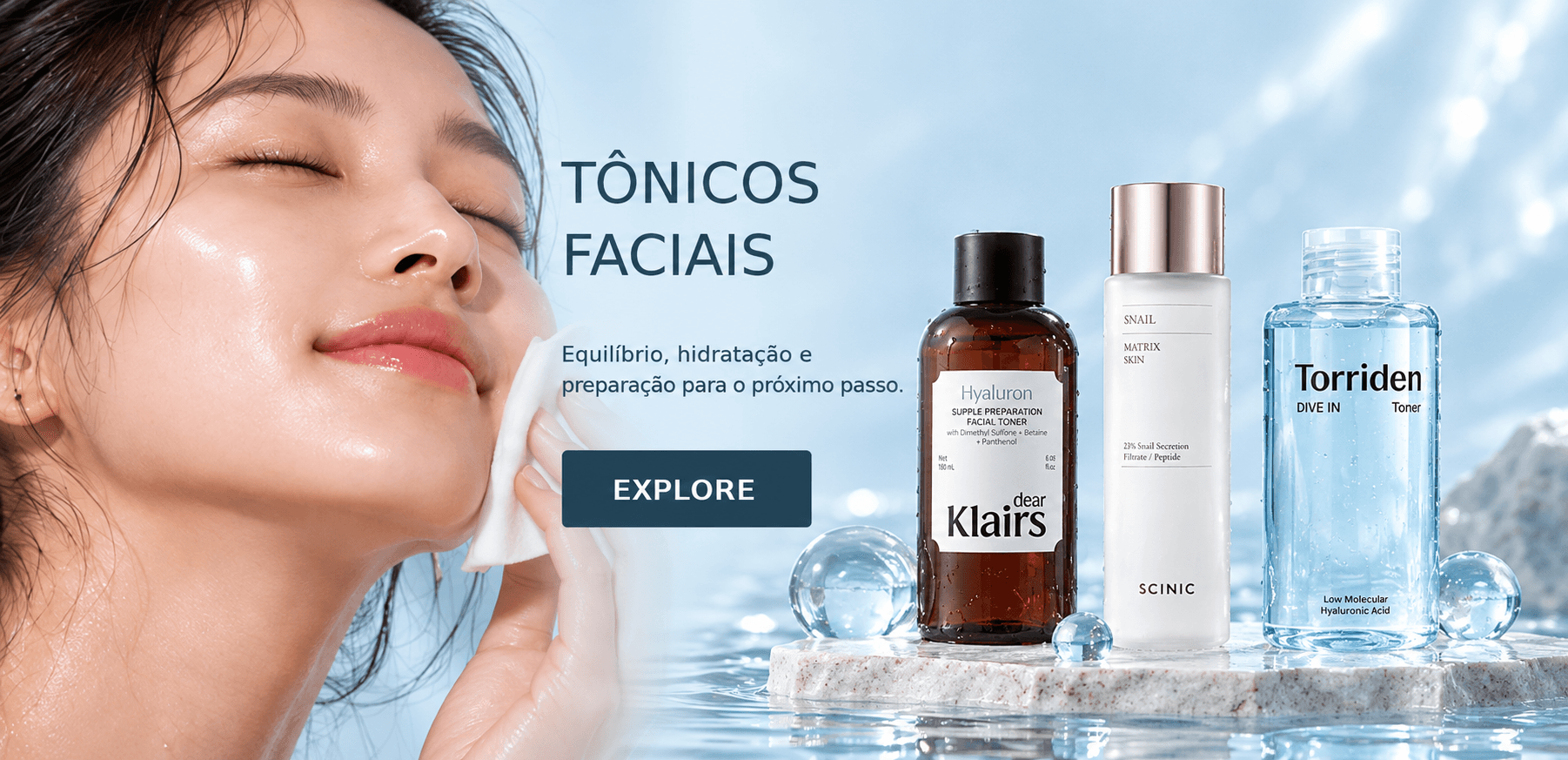 Tonicos Faciais coreanos K-Beauty na lyb, com produtos Beplain, Dear Klairs e Missha para cuidados com a pele